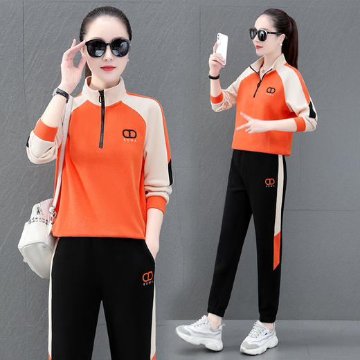运动套装女春秋2022新款卫衣宽松跑步休闲服两件套潮HL9811 商品图0