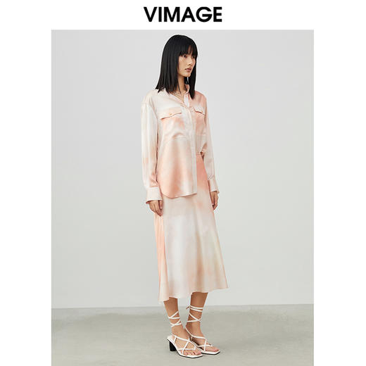 VIMAGE纬漫纪夏季新款时尚复古油墨印花半身裙女裙V1706313 商品图1