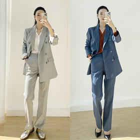 “新女绅士”通勤简约羊毛料西装西裤套装