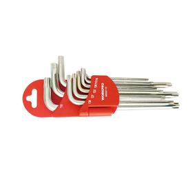 万克宝 史丹利加长梅花内六角/L型中孔花形扳手/梅花棒9件套