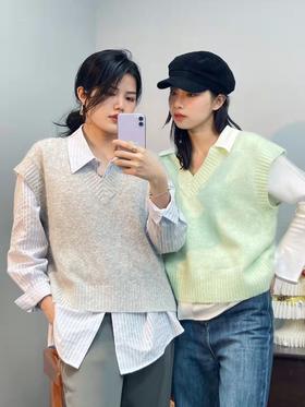 单品分享|棉花糖绒感V领背心