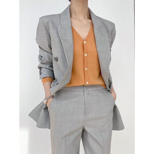 “新女绅士”通勤简约羊毛料西装西裤套装 商品图11
