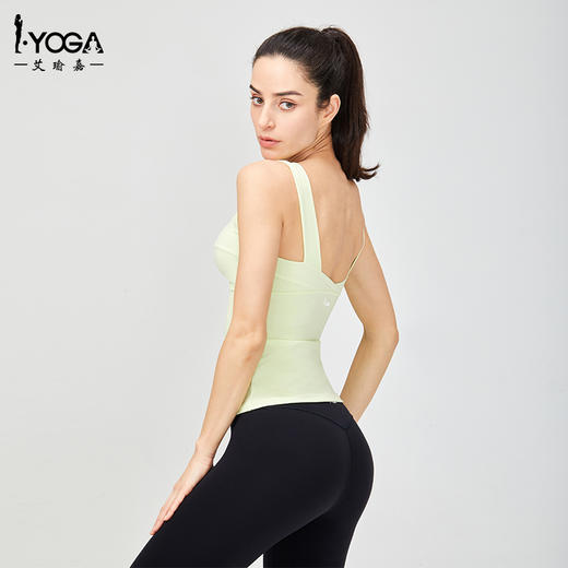 IYOGA 瑜伽运动背心可拆卸胸垫亲肤莱卡N66弹力面料美背挺胸宽肩带B056 商品图3