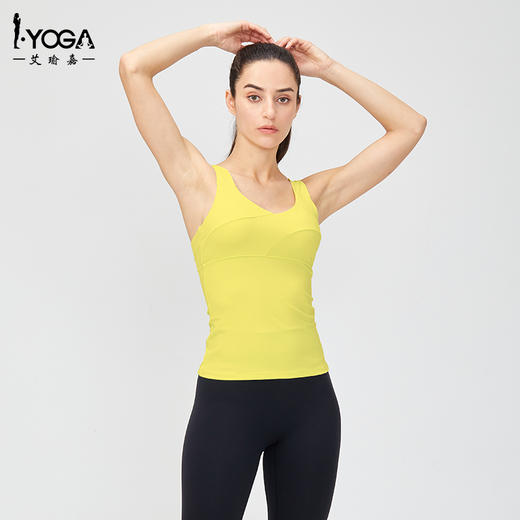 IYOGA 瑜伽运动背心可拆卸胸垫亲肤莱卡N66弹力面料美背挺胸宽肩带B056 商品图4