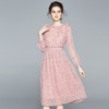 女装甜美清新田园收腰系带碎花减龄粉雪纺百褶连衣裙 BHS 商品缩略图1