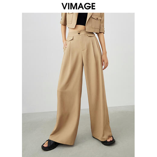 VIMAGE纬漫纪夏季新款时尚垂坠感阔腿裤女休闲裤V1705315 商品图3