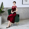 WXG8295新款高端优雅气质修身圆领短袖韩国绒礼服裙 商品缩略图3