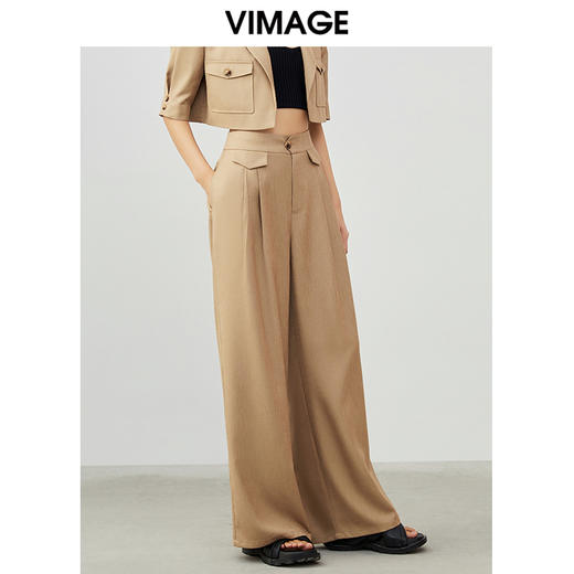 VIMAGE纬漫纪夏季新款时尚垂坠感阔腿裤女休闲裤V1705315 商品图2