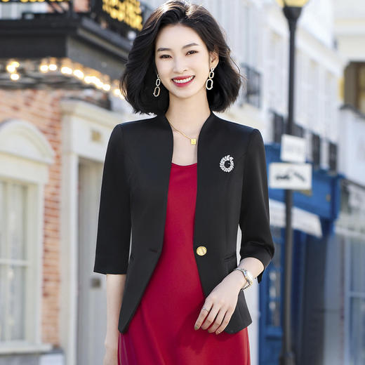 职业西装外套春夏时尚简约薄款小西服套连衣裙XZ1622 商品图2