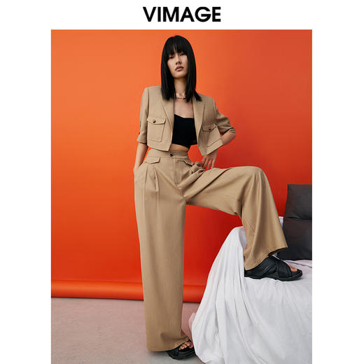 VIMAGE纬漫纪夏季新款时尚垂坠感阔腿裤女休闲裤V1705315 商品图1