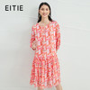 EITIE爱特爱夏季新款时尚减龄五分袖修身印花连衣裙女短款连衣裙6607307 商品缩略图0