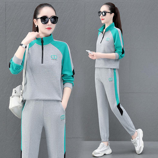 运动套装女春秋2022新款卫衣宽松跑步休闲服两件套潮HL9811 商品图1