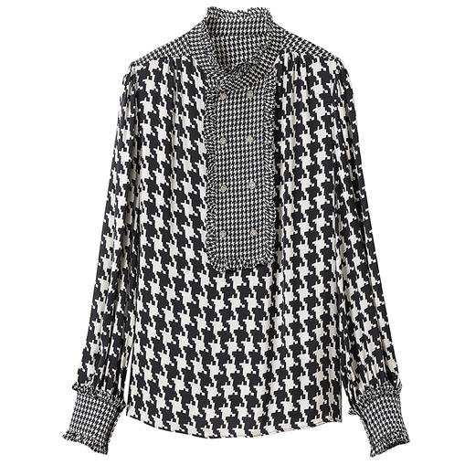 2022新款千鸟格印花立领长袖衬衣  FL2004 商品图4