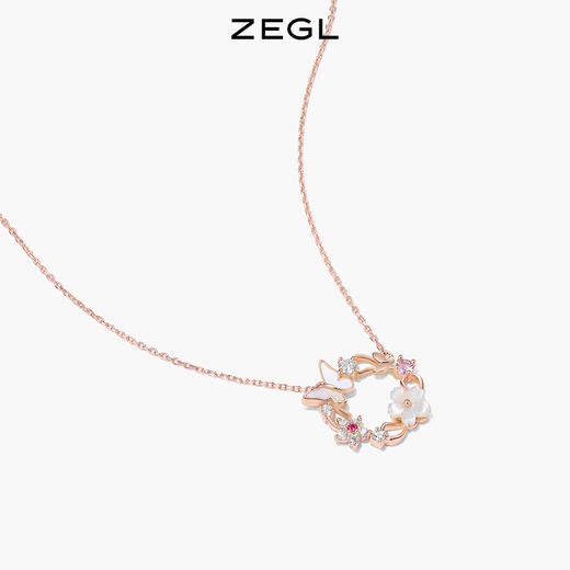 ZEGL设计师裙饰box系列925纯银花朵项链女轻奢小众贝壳蝴蝶锁骨链 商品图1
