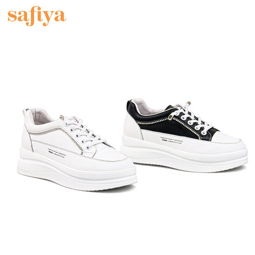 Safiya索菲娅新款弹力带舒适小白鞋2022牛皮百搭休闲鞋SF21112036 商品图3