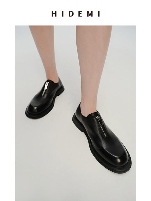 HIDEMI 简约拉链设计感厚底皮鞋 商品图0
