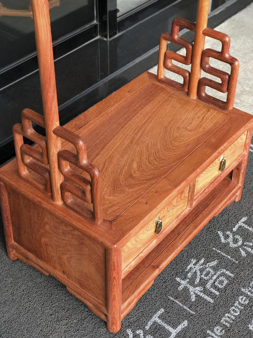 红桥红  家具严选  缅甸花梨（大果紫檀）【98 双抽屉如意衣帽架】 商品图4