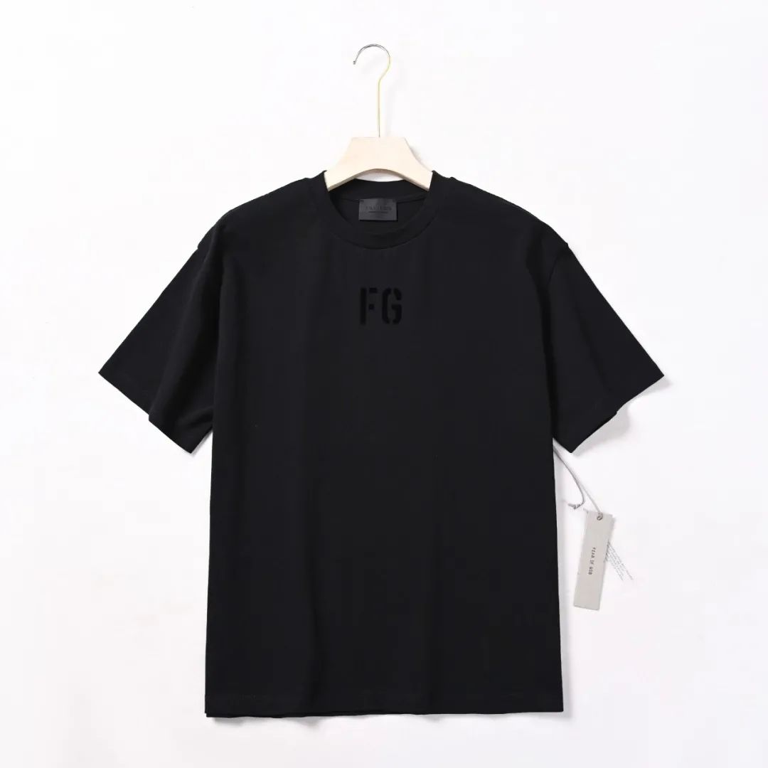 fog fear of god 7c第七季主线高街水洗做旧fg植绒印花短袖t恤