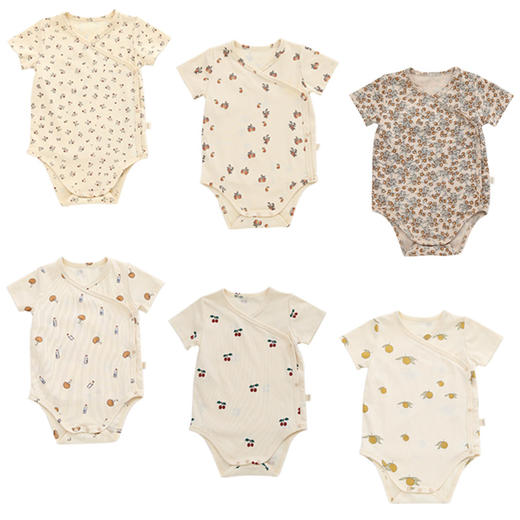 【轻薄透气 质感细腻不起球】 A类ins韩版婴幼儿棉质短袖连体衣包屁衣新款男女宝宝夏装三角哈衣爬服薄 商品图0