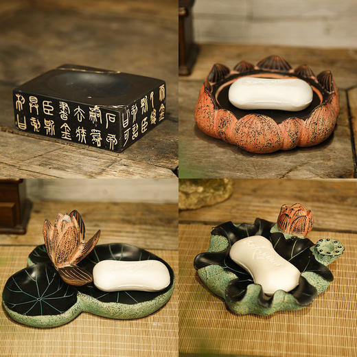 免钉壁挂式香皂盒仿古创意沥水皂盒置物架中式卫生间浴室肥皂碟 商品图8