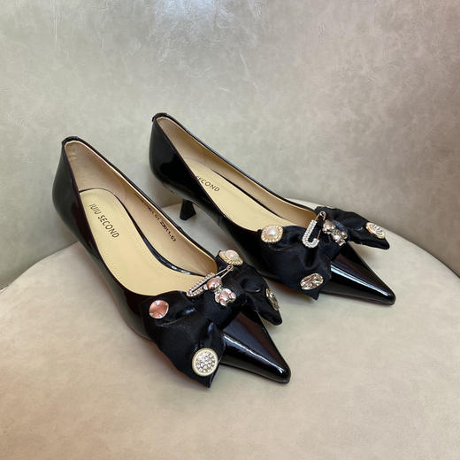 IUIU SECOND   2022春季新款甜美少女风蝴蝶结高跟鞋2022春季新款时装鞋商场同款U22AE17801 商品图4