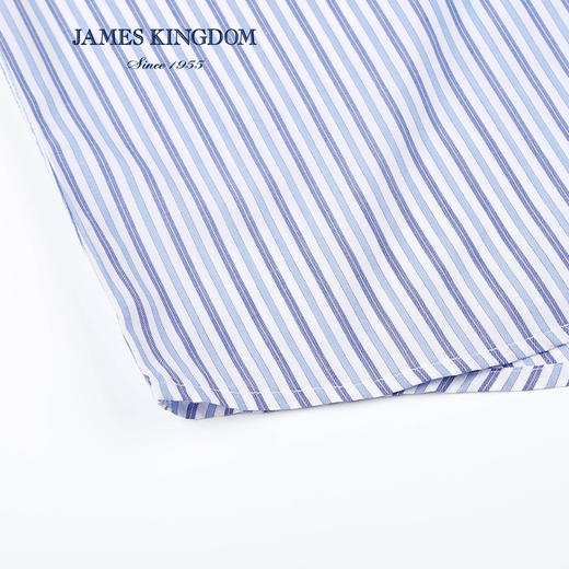 【夏季短袖特价】占姆士Jameskingdom男士休闲短袖衬衫中青年修身条纹夏季衬衣 商品图3