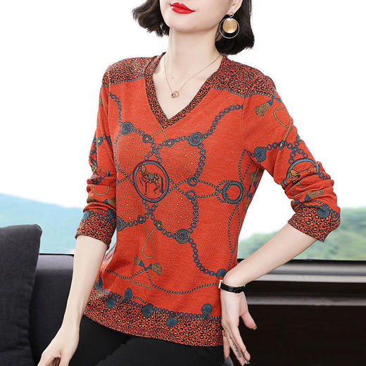 AA YC洋气减龄V领长袖t恤百搭宽松高档打底衫 商品图1