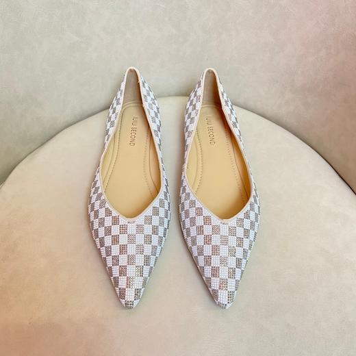 IUIU SECOND2022春季新款棋牌格烫钻伴娘鞋仙女鞋婚鞋舒适平底 商品图1