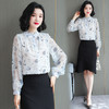 韩版百搭，长袖立领时尚碎花雪纺上衣KQL-1890 商品缩略图3