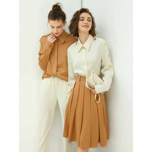 COCOBELLA肌理质感大摆伞裙女高腰垂感百褶半身裙HS52 商品图2