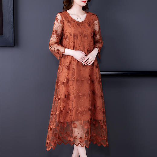 AHM  msfs9877镂空绣花气质时尚女神优雅连衣裙 商品图3