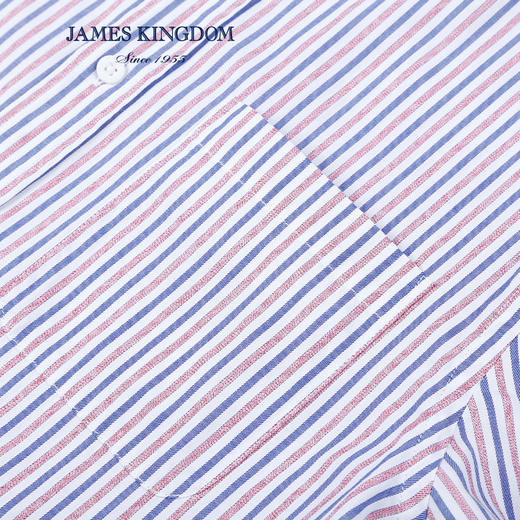 占姆士Jameskingdom男士休闲衬衣男长袖条纹春秋全棉衬衫新款 商品图3