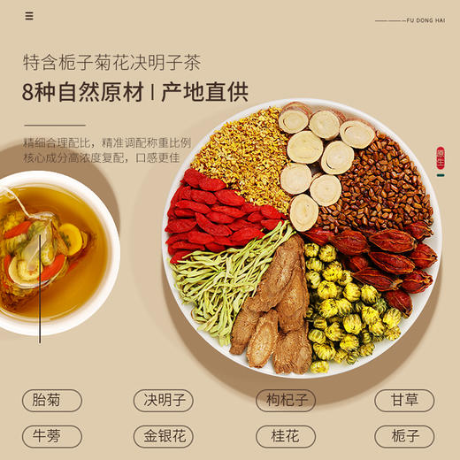 【福妈专属】福东海 菊花决明子枸杞茶20袋【升级原料型】金银花桂花牛蒡根茶五宝熬夜滋补养生组合花草目果袋泡茶叶包 商品图3