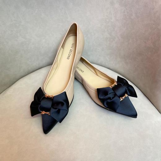 IUIU SECOND2022春季新款小香风蝴蝶结舒软浅口羊皮平底小单鞋 商品图1