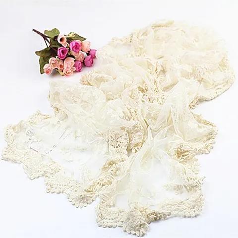 VEAO0059 春秋冬刺绣日系森蕾丝网布全棉绣花碎花围巾 商品图2