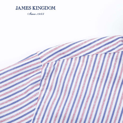 占姆士Jameskingdom男士休闲衬衣男长袖条纹春秋全棉衬衫新款 商品图2