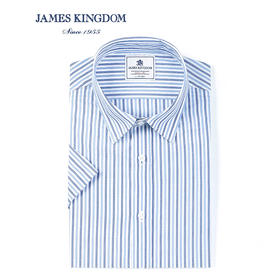 【夏季短袖特价】占姆士Jameskingdom男士休闲短袖衬衫中青年修身条纹夏季衬衣