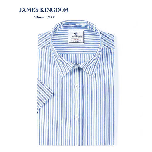 【夏季短袖特价】占姆士Jameskingdom男士休闲短袖衬衫中青年修身条纹夏季衬衣 商品图0