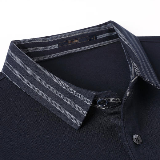 【拼色条纹】罗蒙polo衫男长袖春夏新款商务休闲通勤百搭男士t恤 商品图10