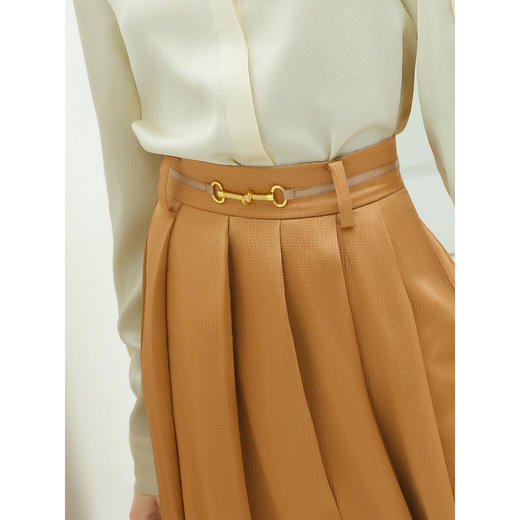 COCOBELLA肌理质感大摆伞裙女高腰垂感百褶半身裙HS52 商品图1