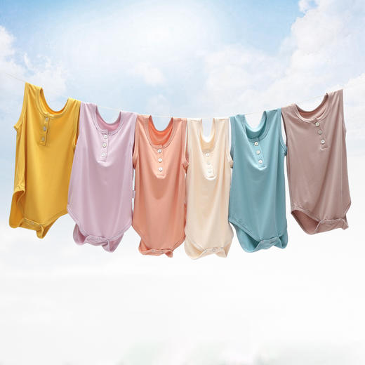 【高腰护肚 丝滑冰感 柔软透气】婴儿连体衣2022夏季新款莫代尔童装宝宝爬服哈衣 婴儿纯色家居服 商品图3