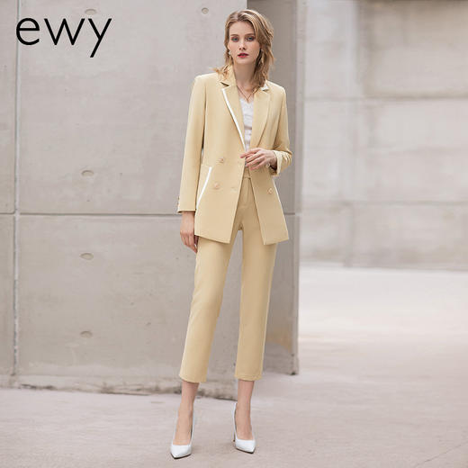 黄色气质西装套装女2022春秋时尚商务职业正装设计感小众西服外套 商品图0