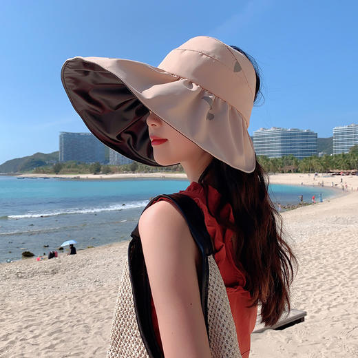 黑胶UV防晒帽女 夏季外出必备 大帽檐防紫外线帽子 商品图1