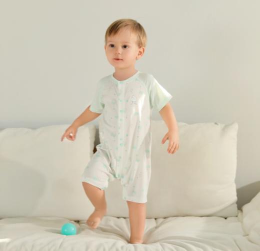 棉果果夏款莫代尔插肩对开短袖连体衣M201722422222 商品图0