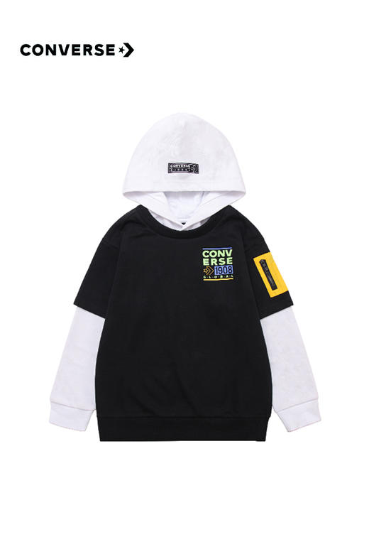 Converse/匡威童装春男女儿童假两件针织连帽套头卫衣CV2212114 商品图4