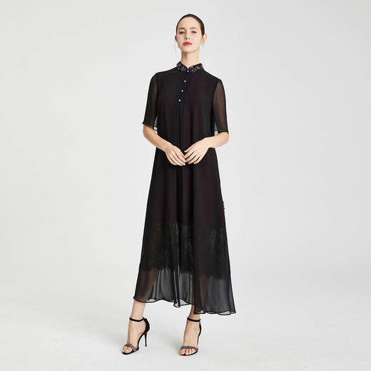 RF8A7斯尔丽瑟俪立体定位花烫钻中式宽松版长款连衣裙 商品图3