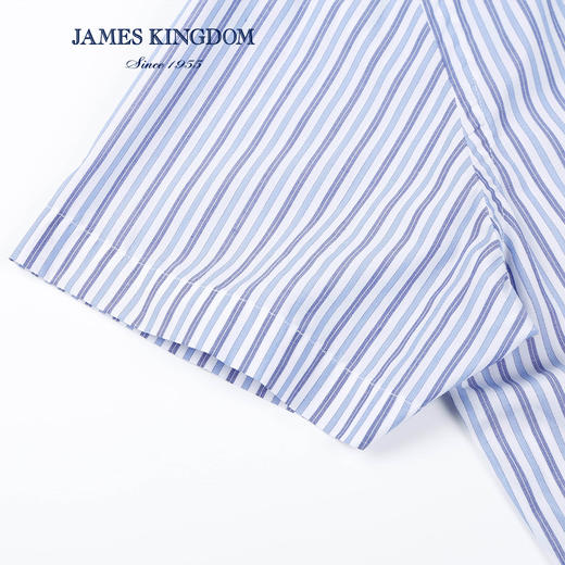 【夏季短袖特价】占姆士Jameskingdom男士休闲短袖衬衫中青年修身条纹夏季衬衣 商品图4