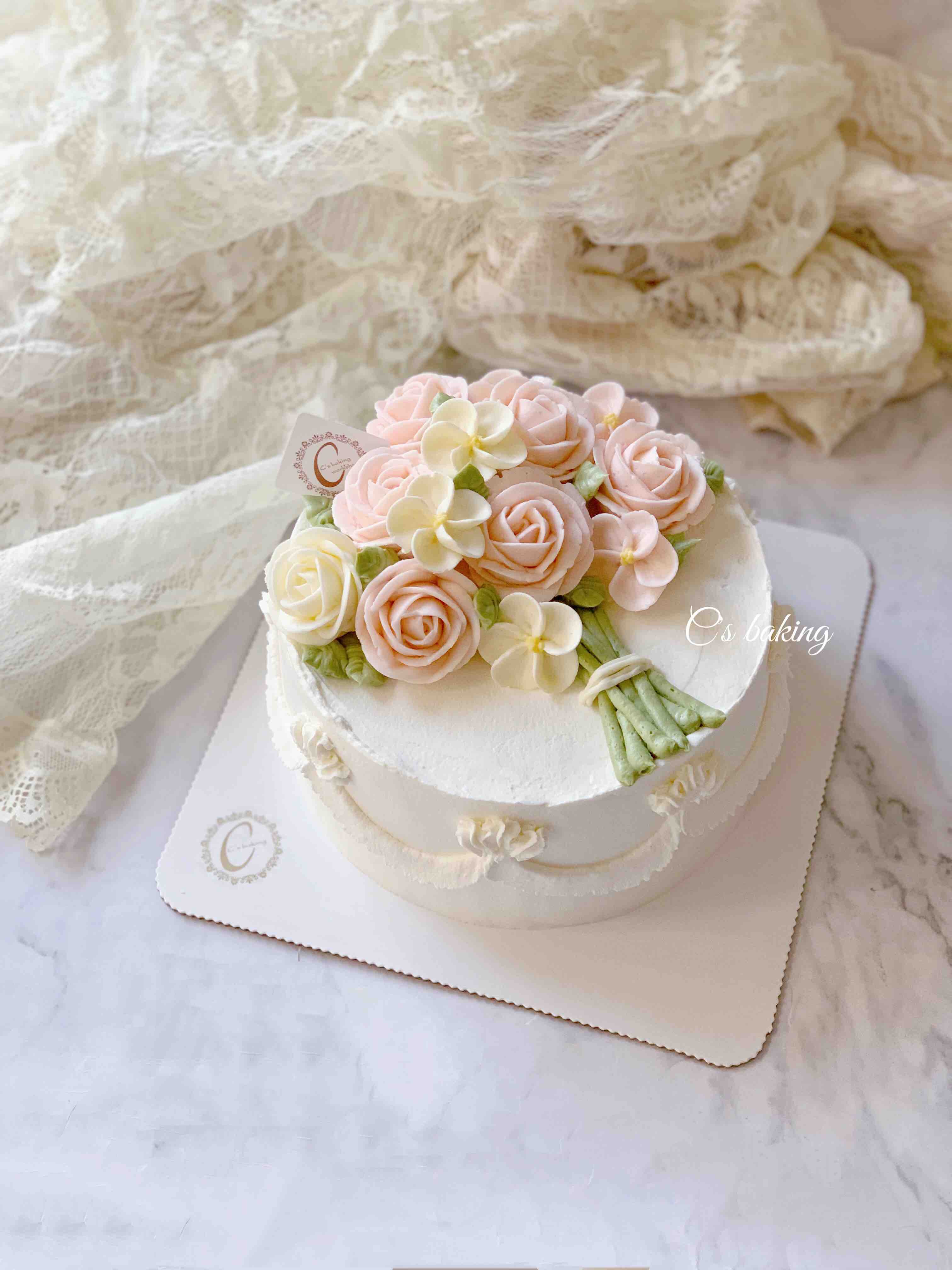 韩式裱花 #送你一束花#花束蛋糕#  忌廉蛋糕（默认自提，收费配送请联系客服）