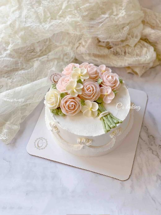 韩式裱花 #送你一束花#花束蛋糕#  忌廉蛋糕（默认自提，收费配送请联系客服） 商品图0