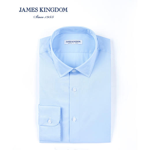 【夏季商务长袖特价】占姆士Jameskingdom男士春秋新品长袖衬衫中青年商务纯色蓝衬衣 商品图1